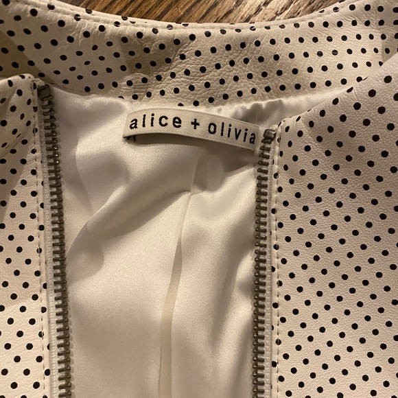ALICE + OLIVIA NWOT POLKA DOT LEATHER JACKET - Picture 5 of 11